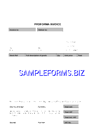 Pro Forma Invoice Template 1 doc pdf free